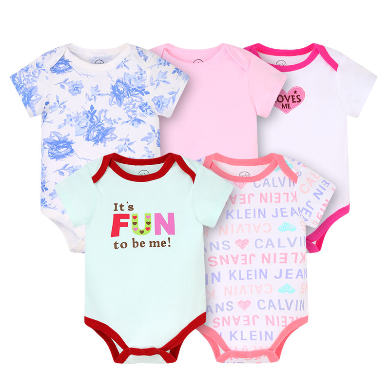 Baby Romper Suits 5Pcs With Cute Print