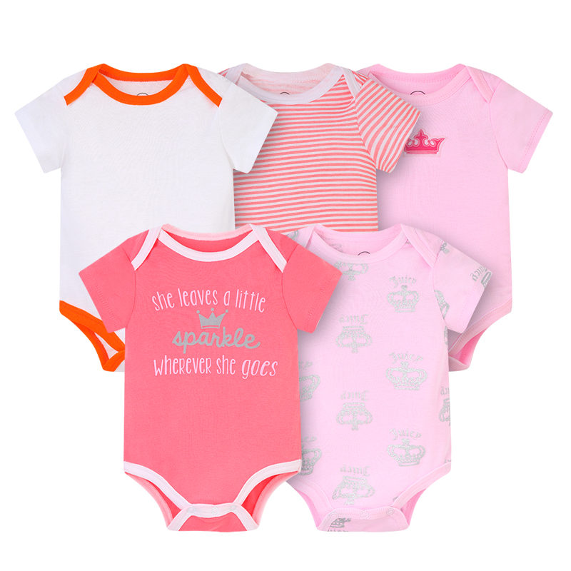 Baby Romper Suits 5Pcs With Cute Print