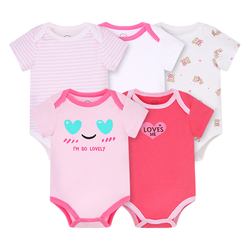 Baby Romper Suits 5Pcs With Cute Print