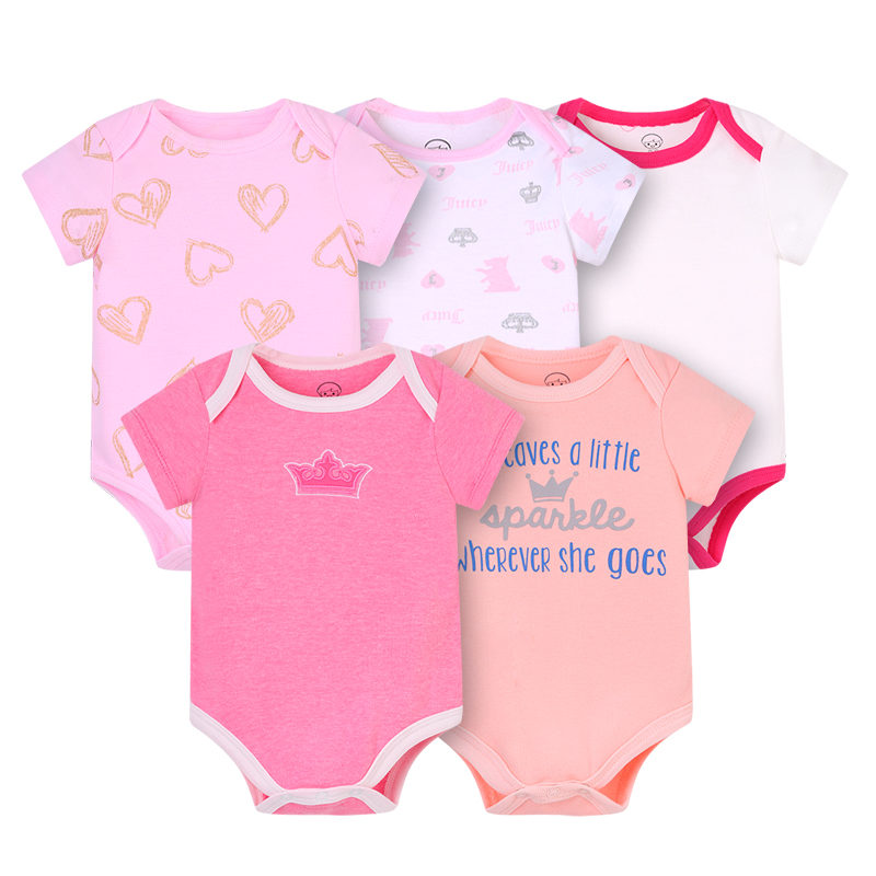 Baby Romper Suits 5Pcs With Cute Print