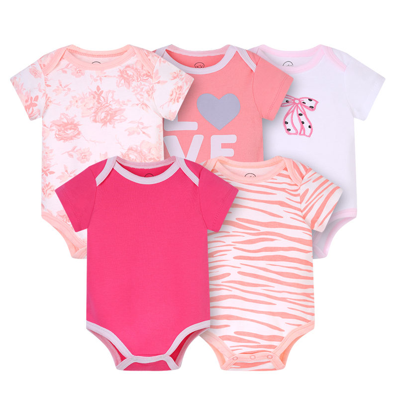 Baby Romper Suits 5Pcs With Cute Print