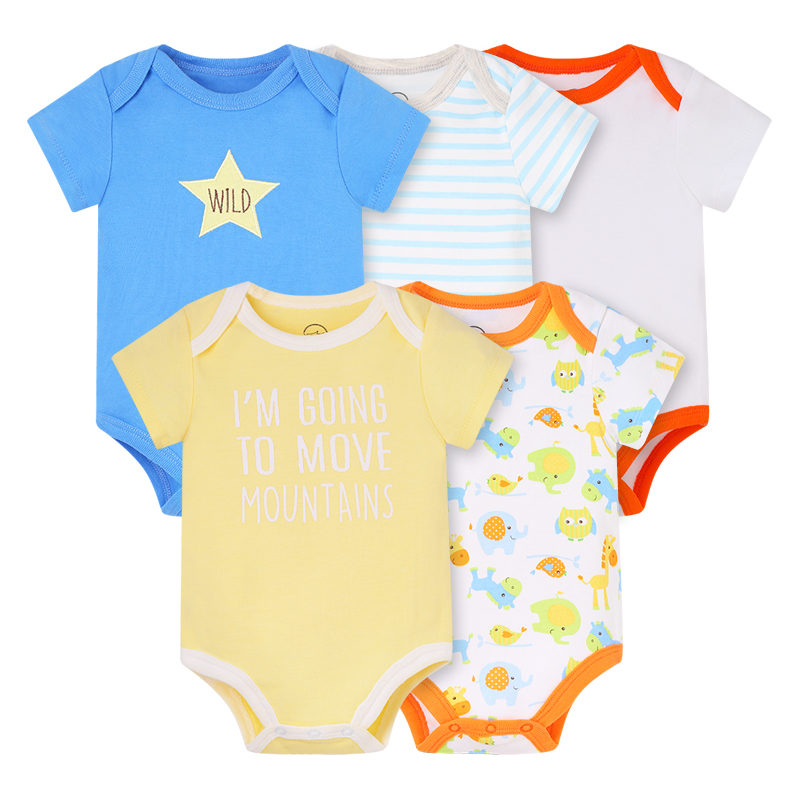 Baby Romper Suits 5Pcs With Cute Print