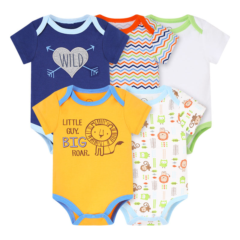 Baby Romper Suits 5Pcs With Cute Print