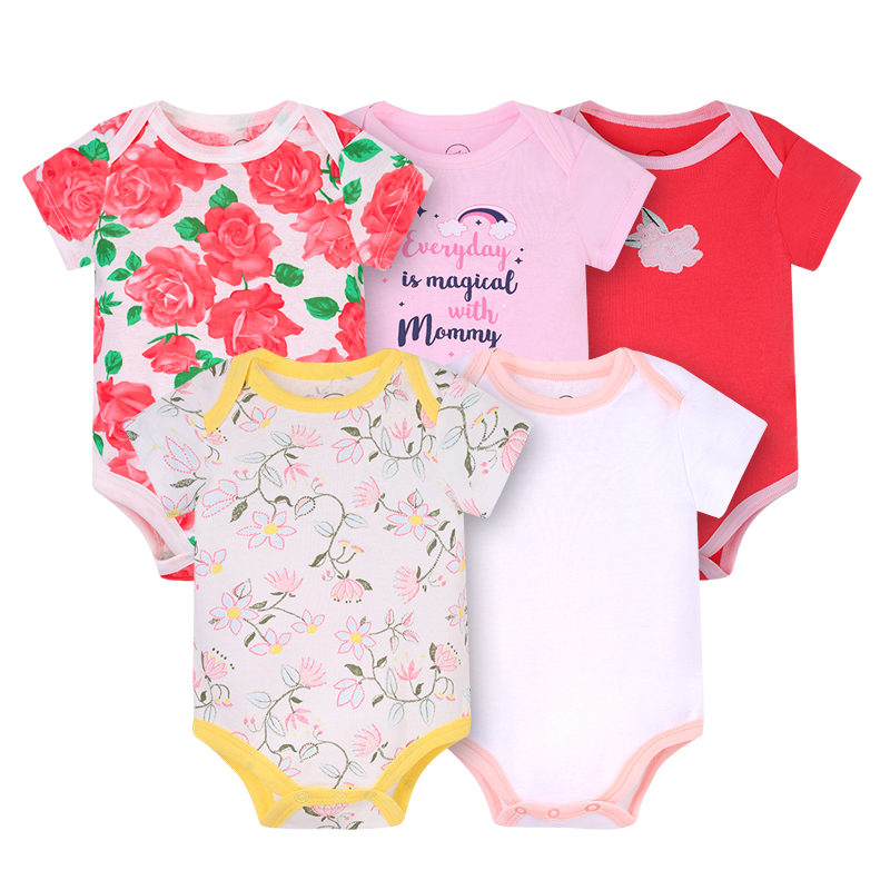 Baby Romper Suits 5Pcs With Cute Print