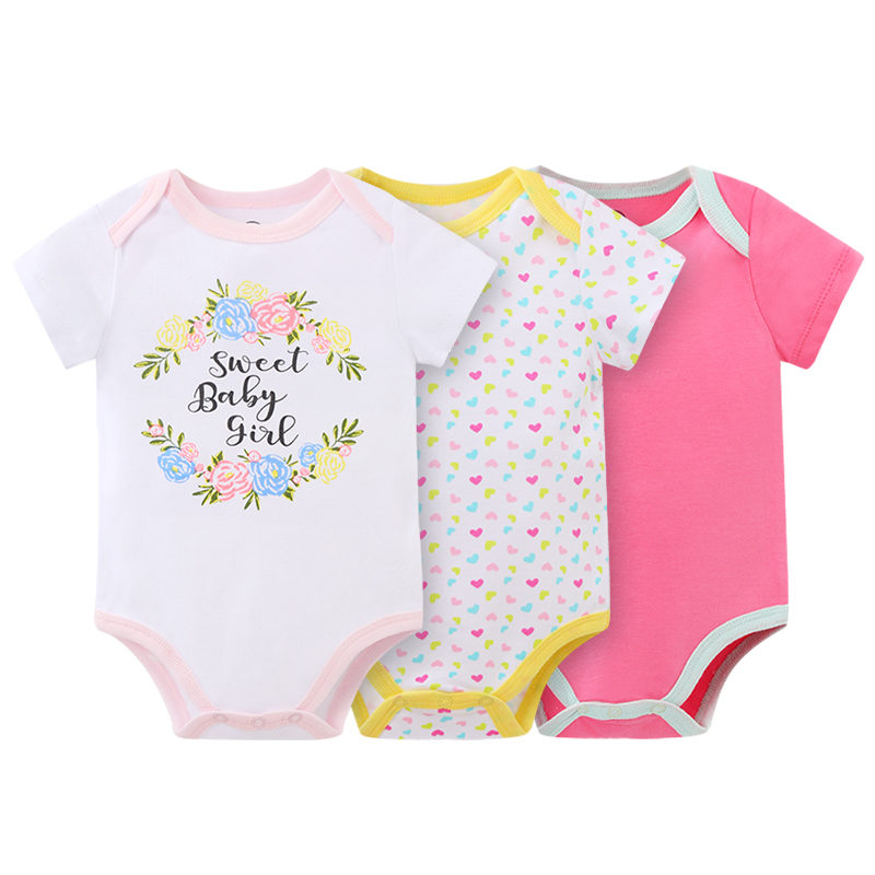 Baby Summer Cute Romper 3Pcs Unisex Bodysuit