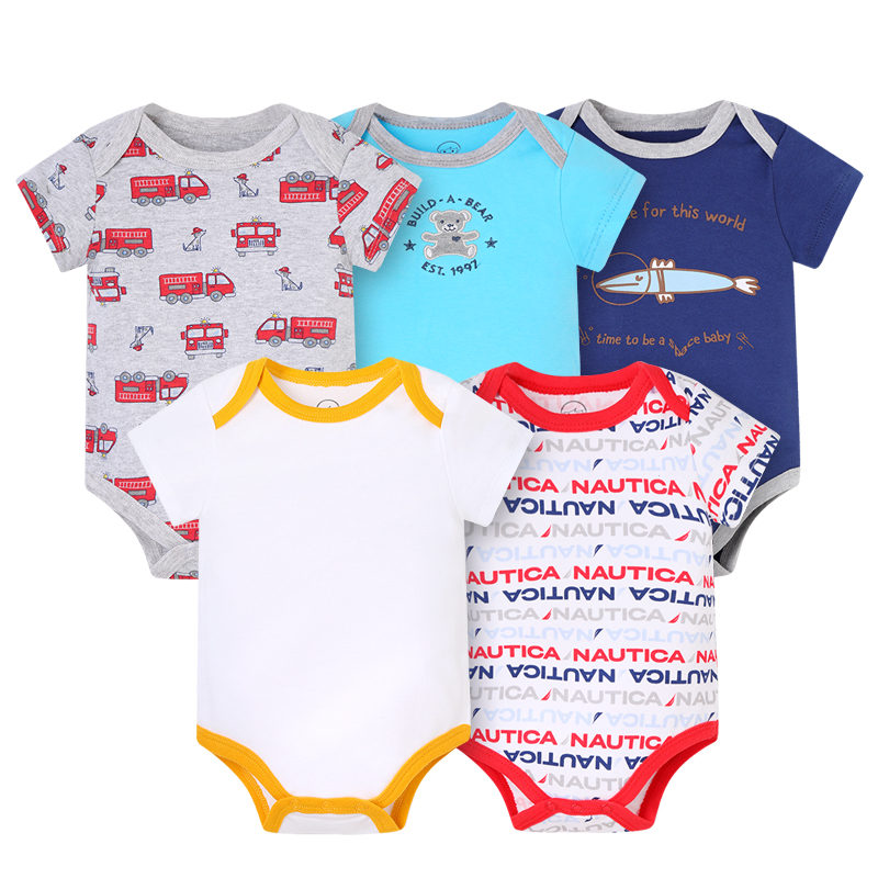 Baby Romper Suits 5Pcs With Cute Print