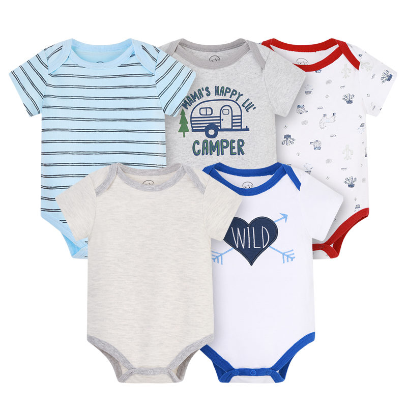 Baby Romper Suits 5Pcs With Cute Print