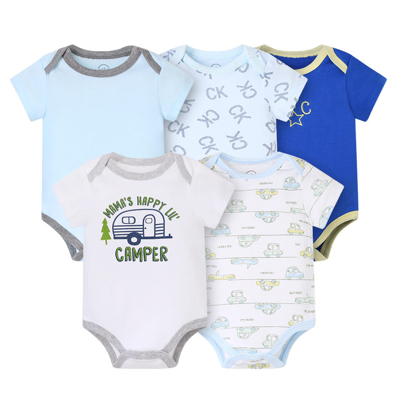 Baby Romper Suits 5Pcs With Cute Print