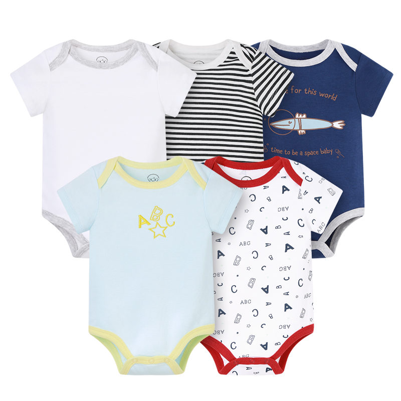 Baby Romper Suits 5Pcs With Cute Print