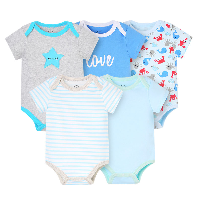 Baby Romper Suits 5Pcs With Cute Print