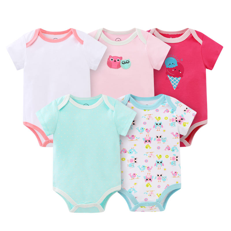 Infant Romper 5Pcs Short Sleeve Bodysuit