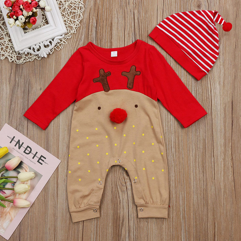 Newborn Jumpsuit Christmas Costume With Hat